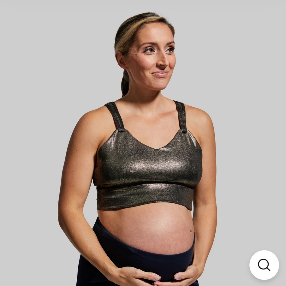 Born Primitive Small Milk And Muscles Nursing Sports Bra Metallic Gold Loop Mesh